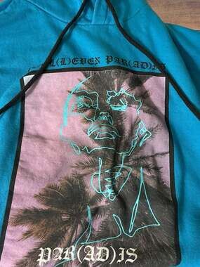 Eleven Paris Blue Tropical Palm Tree Paradise Graphic Hoodie